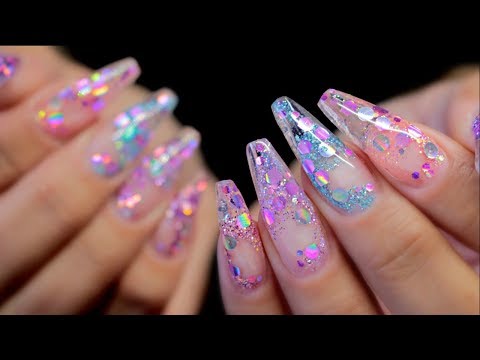 💎HARD GEL | GLASS GLITTER TIP NAILS &amp; CHUNKY MIX ENCAPSULATION | SARAH R💎