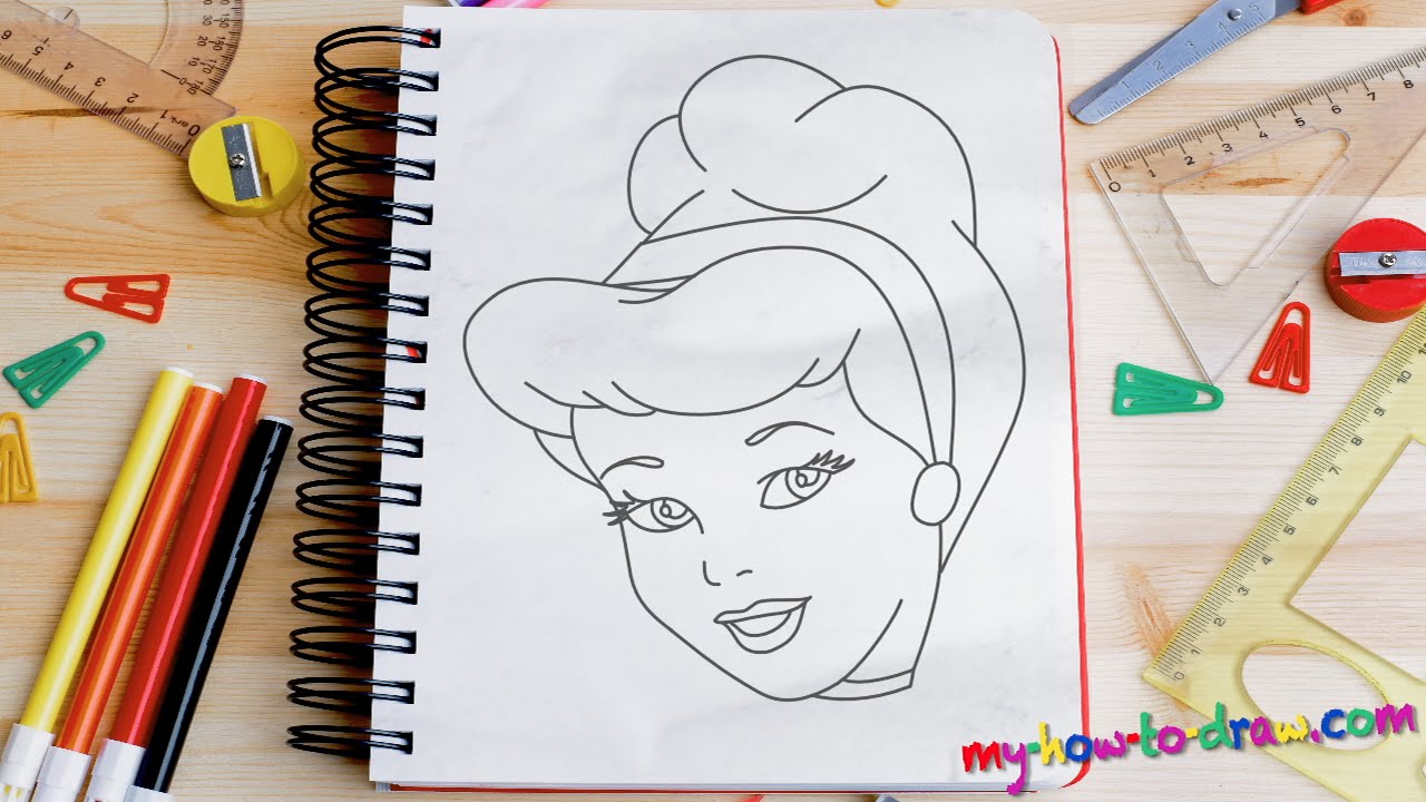 How To Draw Cinderella - Easy Step-by-step Drawing Lessons For Kids A1C