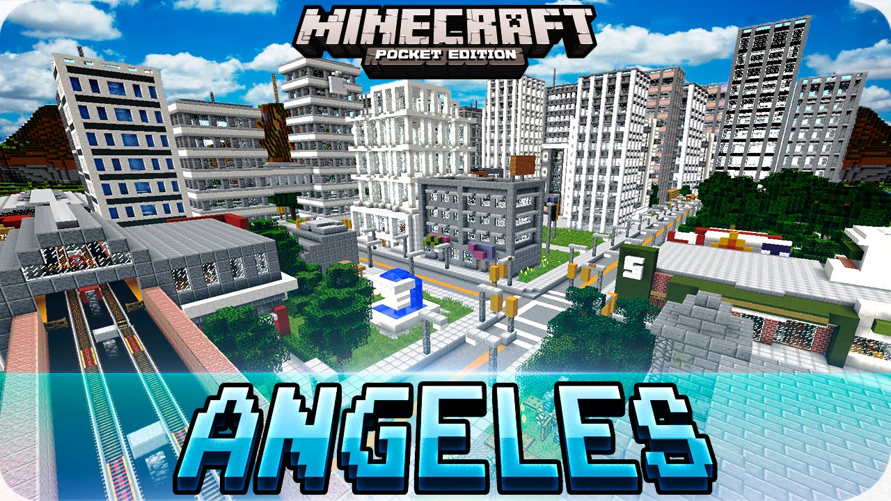 Minecraft Pe Maps Huge Blocks Angeles City Map With Download Mcpe 10 100