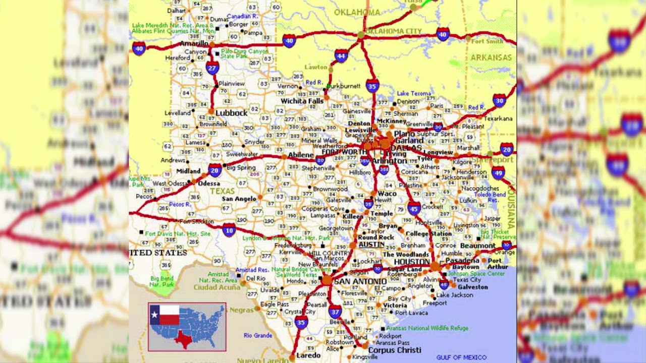 A Road Map Of Texas - United States Map