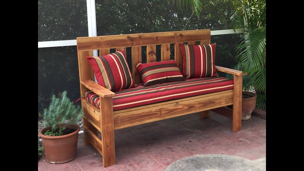 Upcycled Wood Outdoor Bench Garden Bench DIY 60 inch - YouTube