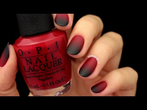 Matte Black &amp; Red Ombre Nails (easy for Halloween!)