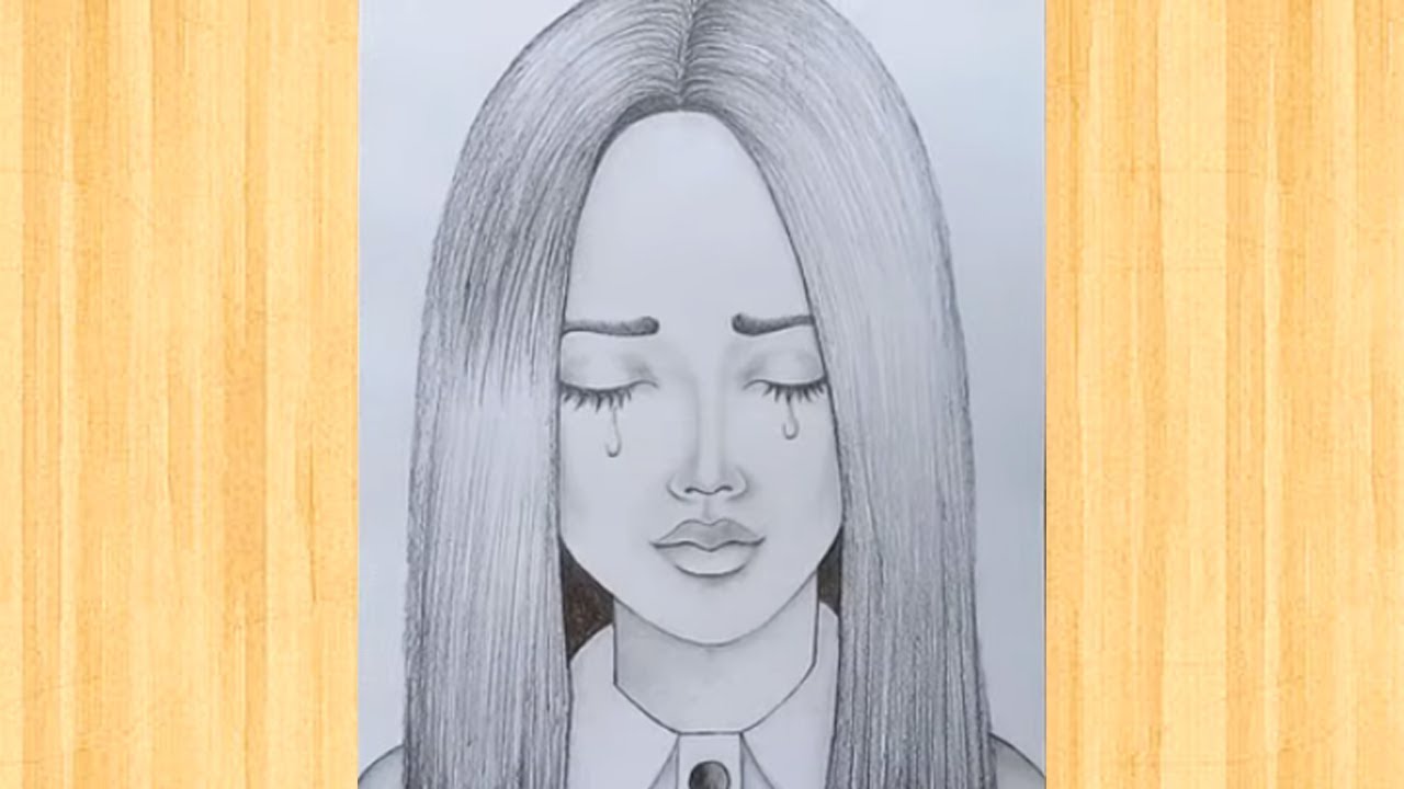 How To Draw A Crying Girl Pencil Sketch Drawing Easy Girl Drawing | vlr ...