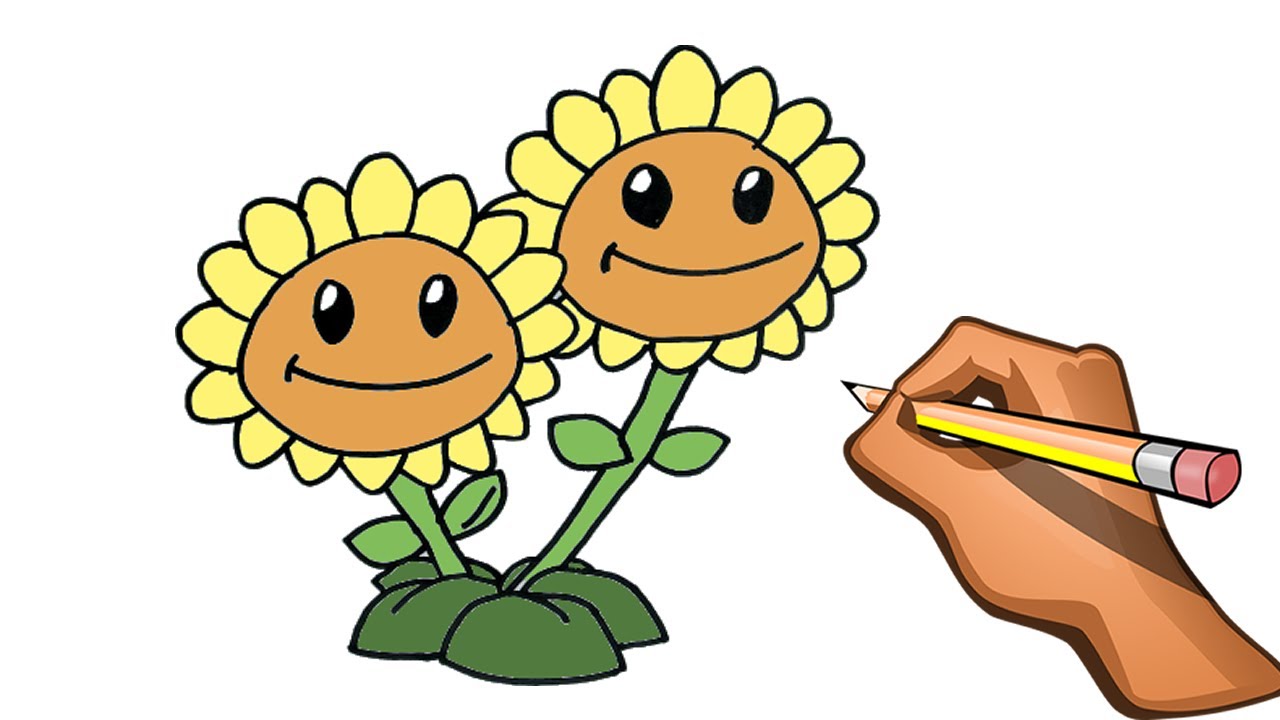 DIBUJANDO GIRASOL DE PLANTAS Y ZOMBIES / APRENDER A DIBUJAR FLORES DE  PLANTAS Y ZOMBIES - YouTube