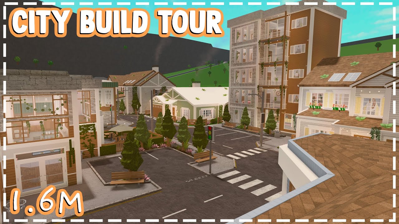 Bloxburg City / Town Build! Aesthetic Interior + Full tour! (Roblox ...