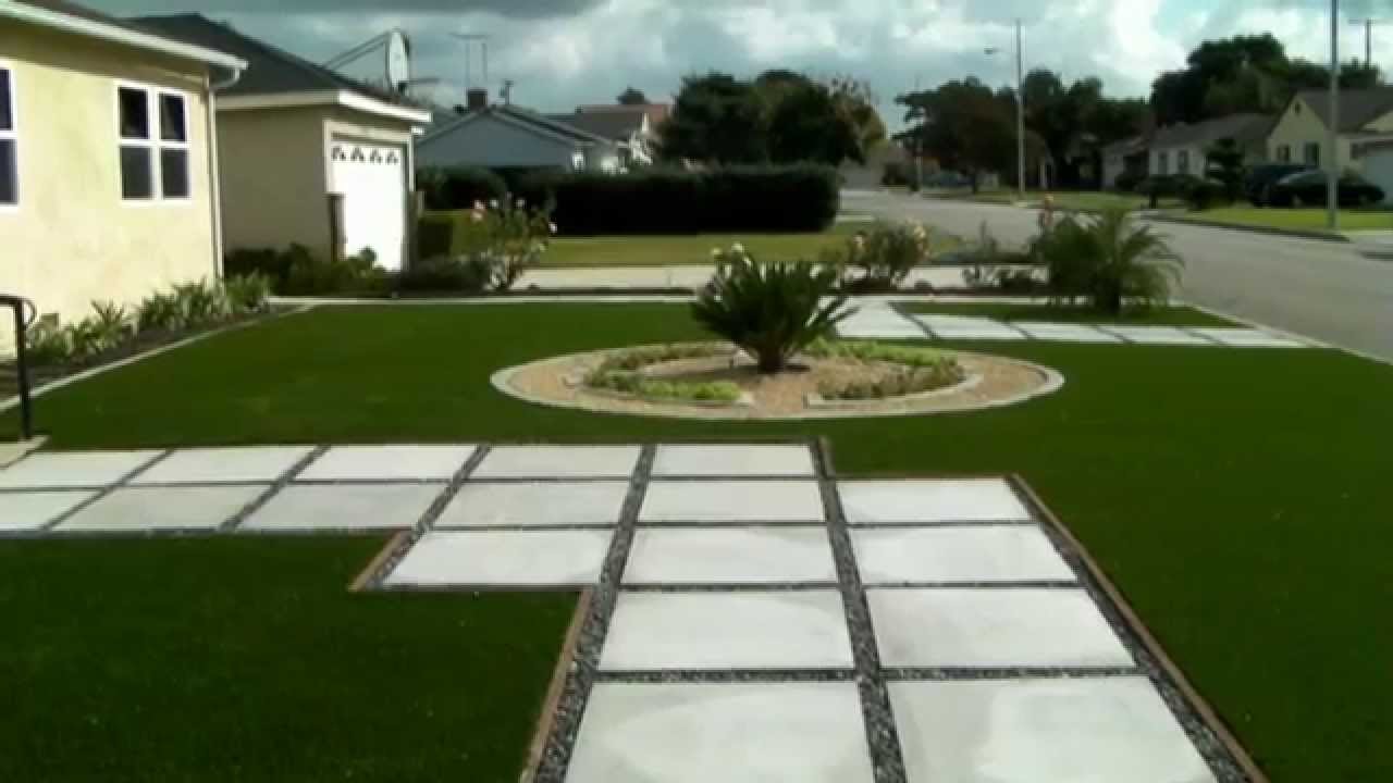 Landscaping Ideas - Front Yard Renovation - Concrete Curb / Edging,  Artificial Grass, Paving Stones - Youtube