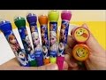 FROZEN Anna Elsa Olaf Pens with Stamps & Smiley Stamps for School