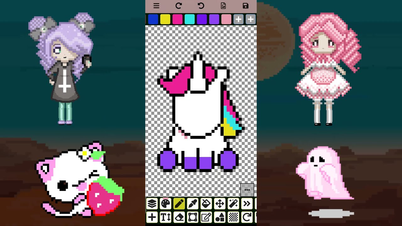 Pixel Art Grid Anime