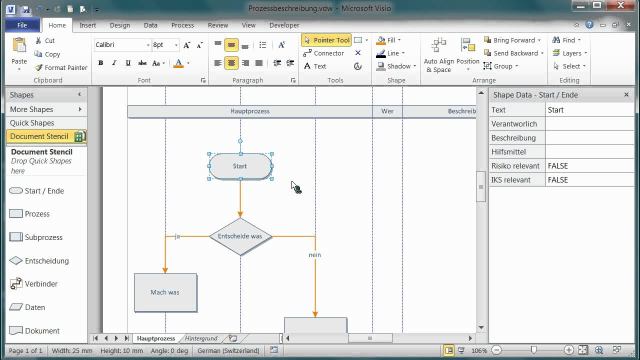 IOZ Visio Prozessvorlage - Prozess zeichnen - YouTube