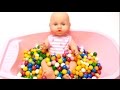 Baby Doll Bath Time in Dubble Bubble Gumballs Bathtub