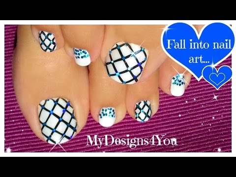 Glitter Fishnet Toenail Art ♥ Дизайн Ногтей Педикюр