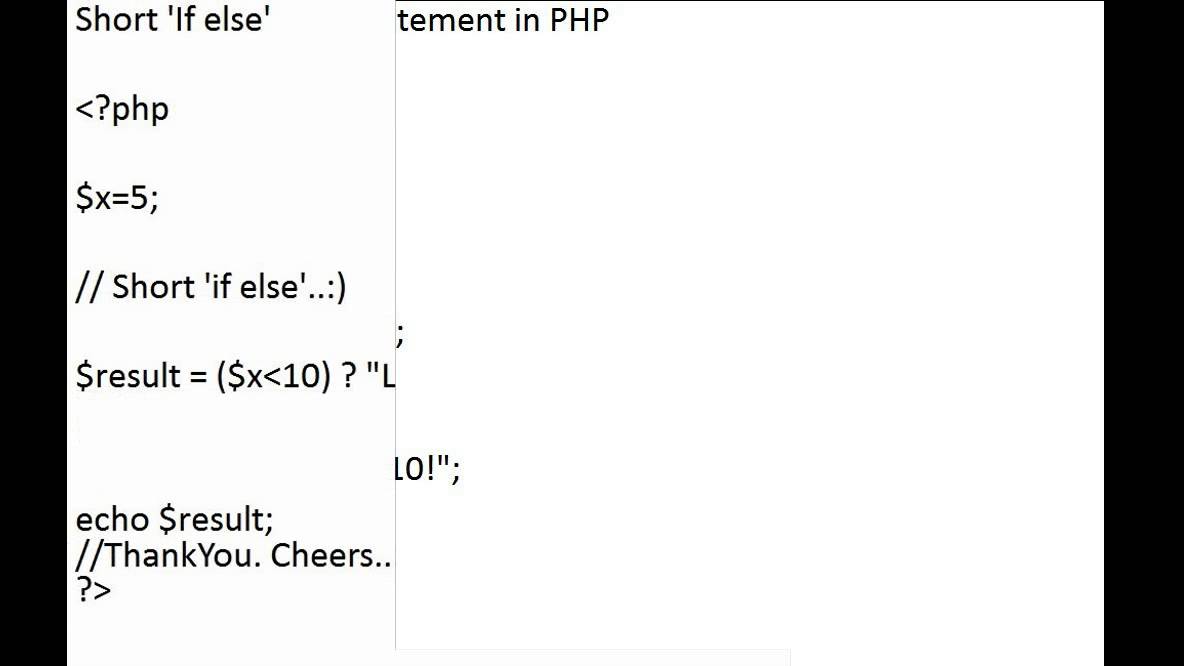 Php Short If Else Statement. One Line If Else In Php. - Youtube
