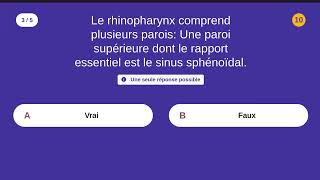 Le rhinopharynx - 5 QCM - Difficulté : ★