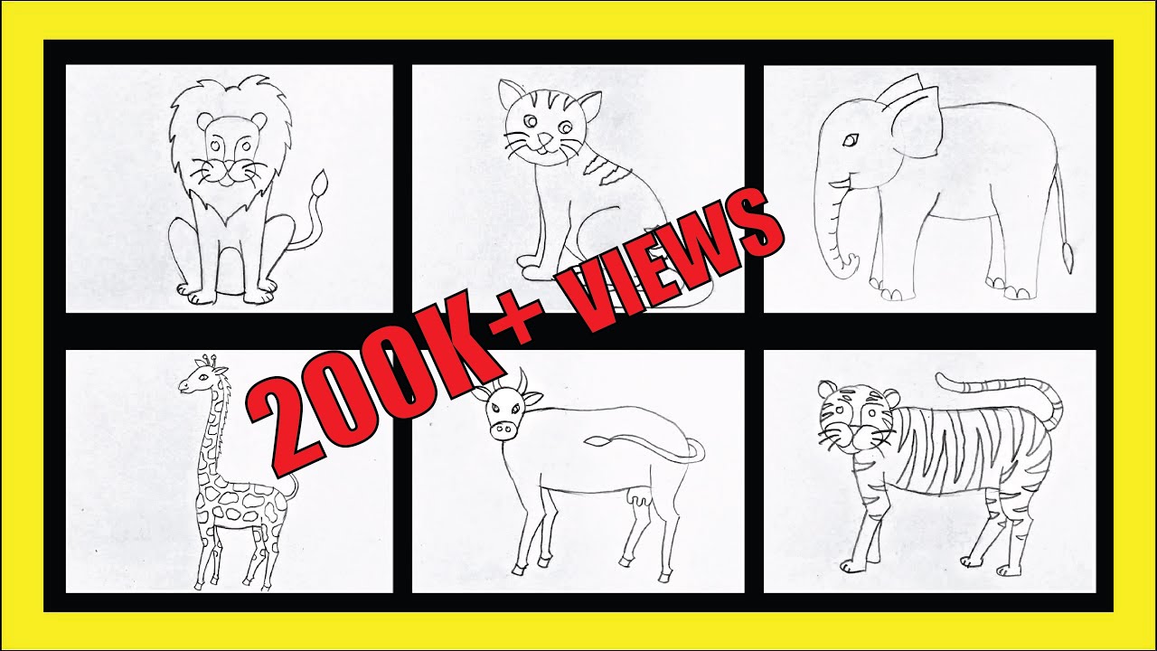 Wildlife Animals Drawing For Kids Animals Coloring & Drawing Step By ...