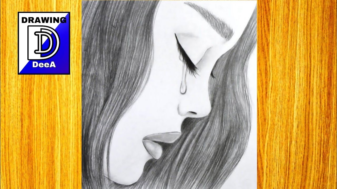 How To Draw A Crying Girl Pencil Sketch Drawing Easy Girl Drawing ...