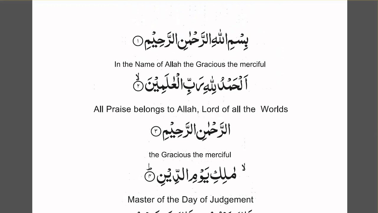 Surat Al Fatiha In English