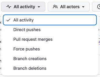 Filter activity type