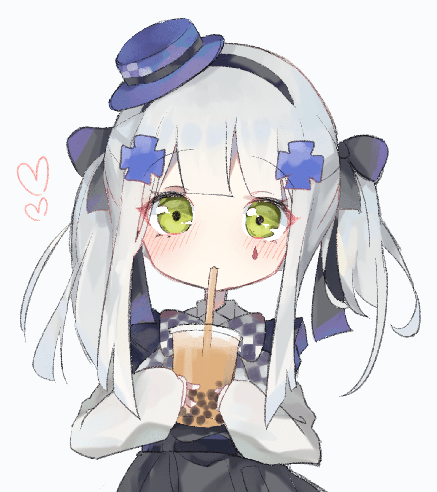 Cute Anime Girl Drinking Boba