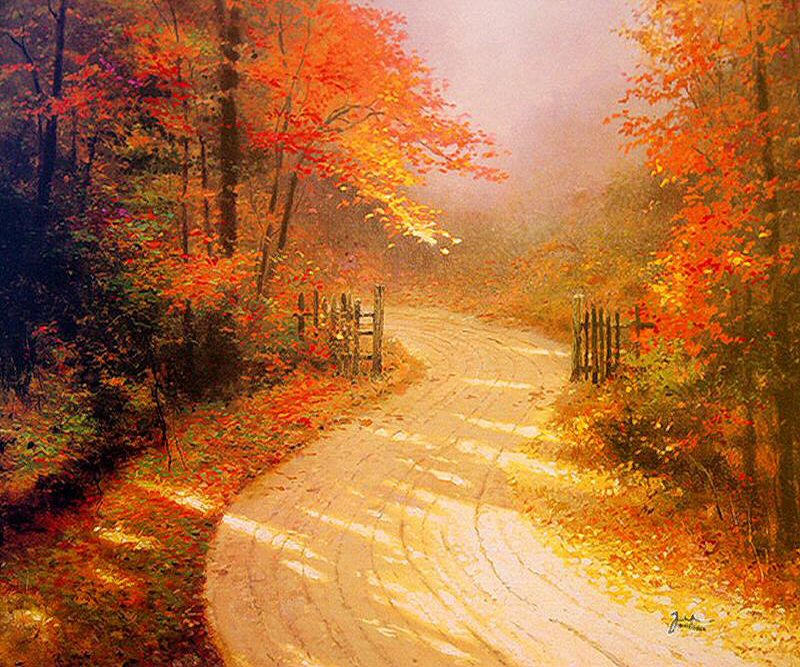 Autumn Lane by Thomas Kinkade 20x24 Artist Proof A/P