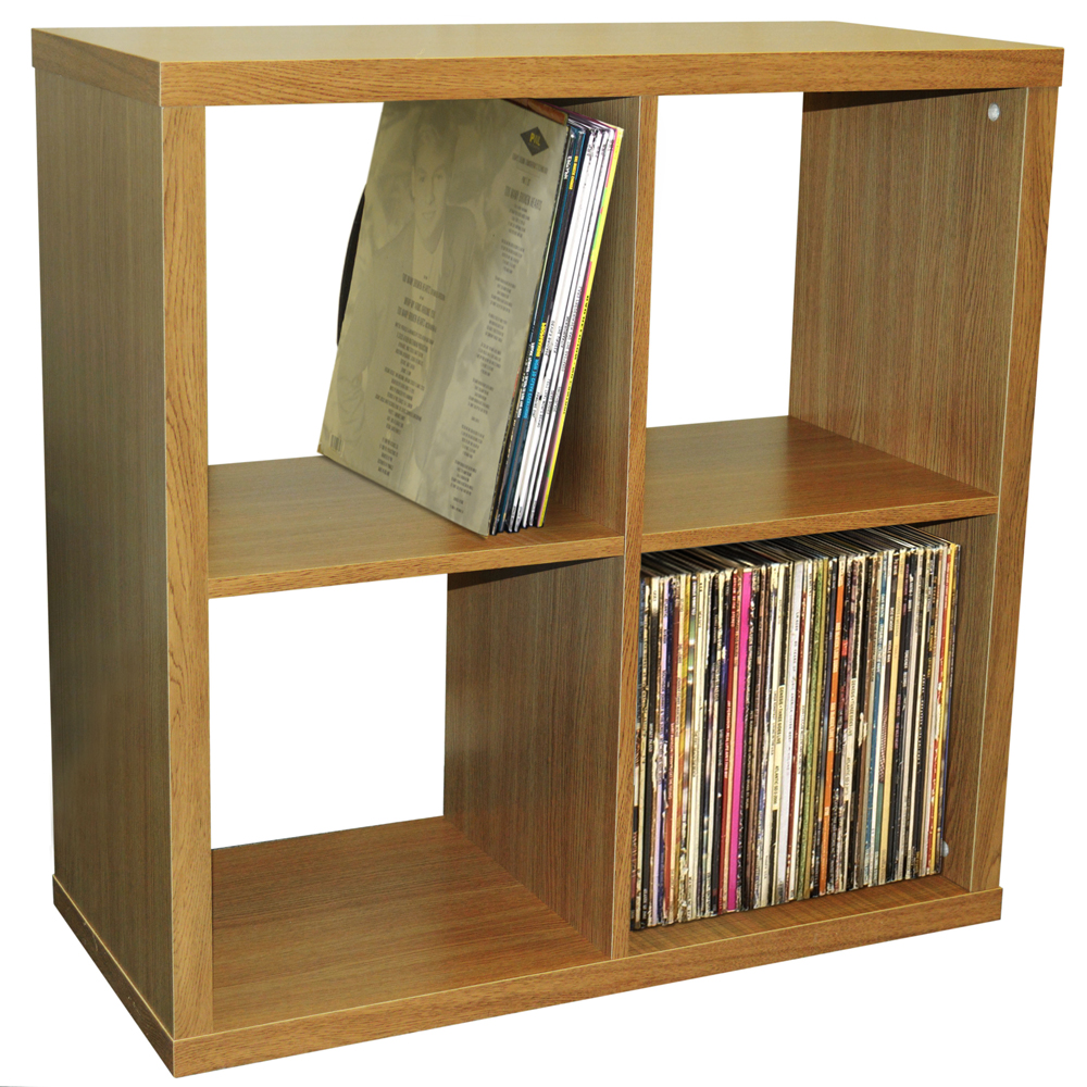 CUBE 4 Cubby Square Display Shelves / Vinyl LP Record Storage Oak Watson's On The Web