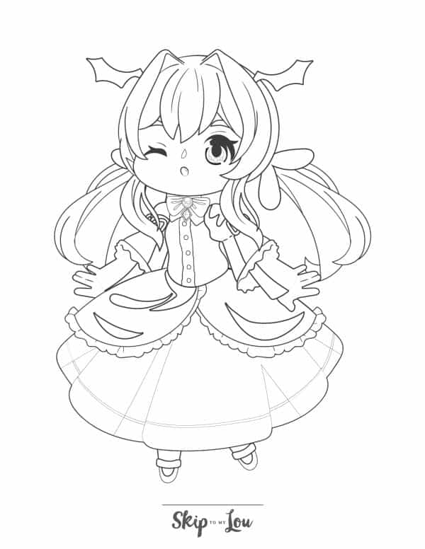 Anime Girl Coloring Page 22562901 Vector Art at Vecteezy