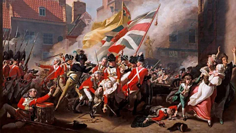 Painting The Death of Major Peirson by John Singleton Copley (1783) which portrays a moment of British victory against a French invasion of Jersey (Credit: Alamy)