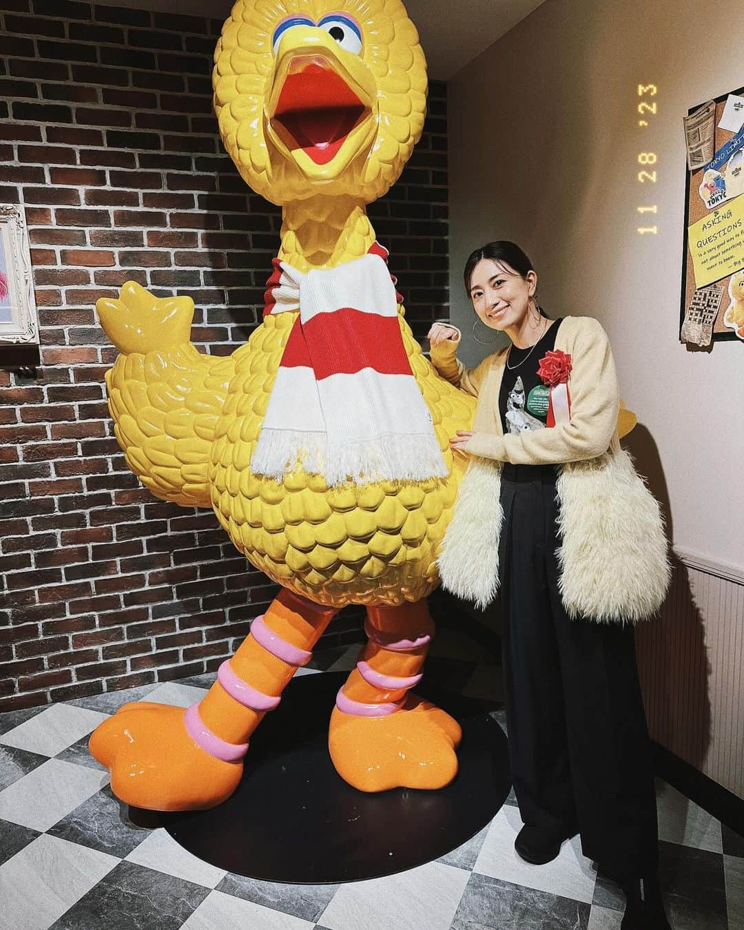 東原亜希のインスタグラム：「わたしの衣装もビッグバード🐥 @stylings_official のものです♡  @sesamestreetmarket #sesamestreetmarket #セサミストリートマーケット #SSM_IKB1130」