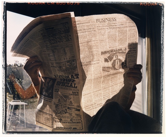 Larry Sultan, Portrait of My Father with Newspaper, 1988, chromogenic print, Smithsonian American Art Museum, Gift of Nan Tucker McEvoy, 1989.58, © 1988, Larry Sultan