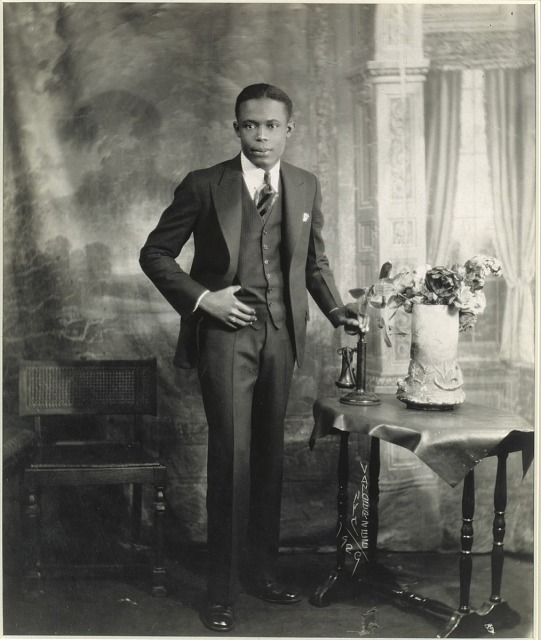 James VanDerZee, Studio Portrait of Young Man with Telephone, 1929, gelatin silver print, Smithsonian American Art Museum, Museum purchase through the Julia D. Strong Endowment and the Smithsonian Institution Collections Acquisition Program, 1994.57.2