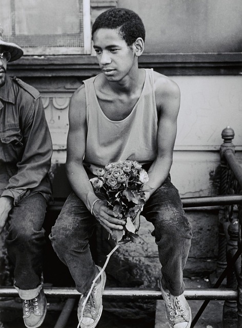 Hiram Maristany, Young Man with Roses, 1971, gelatin silver print, Smithsonian American Art Museum, Museum purchase through the Smithsonian Latino Initiatives Pool, administered by the Smithsonian Latino Center, 2016.30.12, © 1971, Hiram Maristany