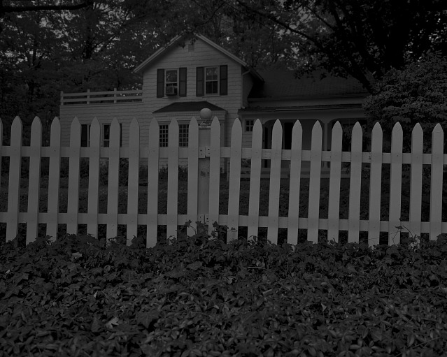 Dawoud Bey, Untitled #1 (Picket Fence and Farmhouse) from the series Night Coming Tenderly, Black, 2017, printed 2018, gelatin silver print, Smithsonian American Art Museum, Gift of Ellen Benninghoven and Michael Schafer, 2019.29.1, © 2019, Dawoud Bey