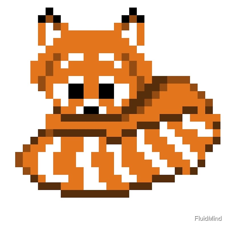 red panda pixel art grid 