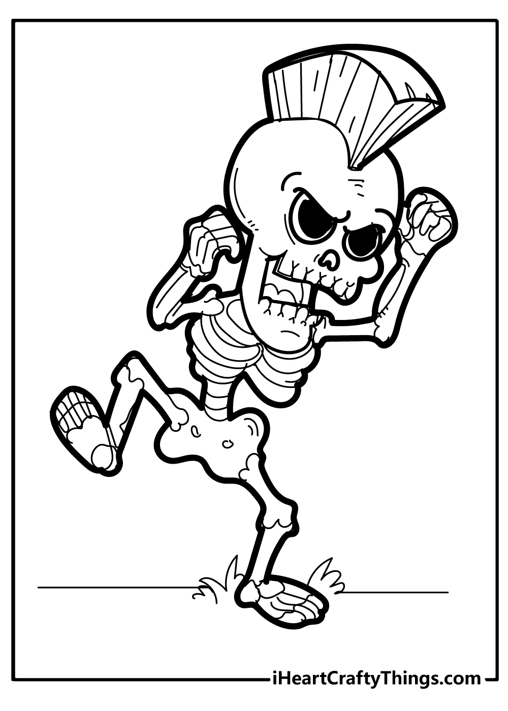 Printable Halloween Skeleton Coloring Page For Kids #1 | vlr.eng.br