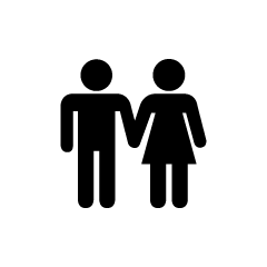 Hands holding Boy and Girl Pictogram