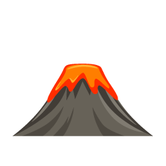 Volcán Rocoso con Flujo de Lava