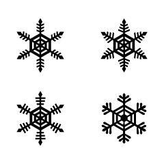 4 Black Silhouette Snowflakes