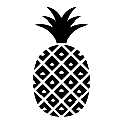 Icono de piña blanco y negro