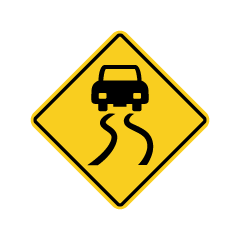 Slippery Road Warning Sign