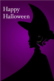 Witch Silhouette Happy Halloween Card