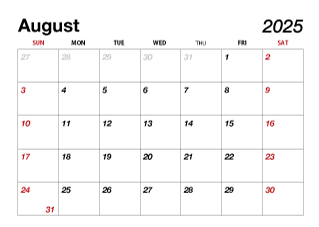 August 2025 Calendar