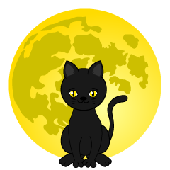 Black Cat and Moon