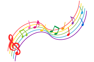 Notas musicales de colores ascendentes