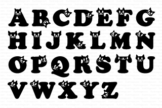 Cat ABC Chart Black and White