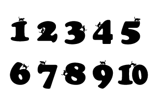 Black Cat Number Chart Black and White