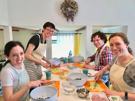 Home-style Gyoza from scratch , Strawberry Daifuku(Sweet Mochi) , Japanese rolled omelette and Local market tour in a private class