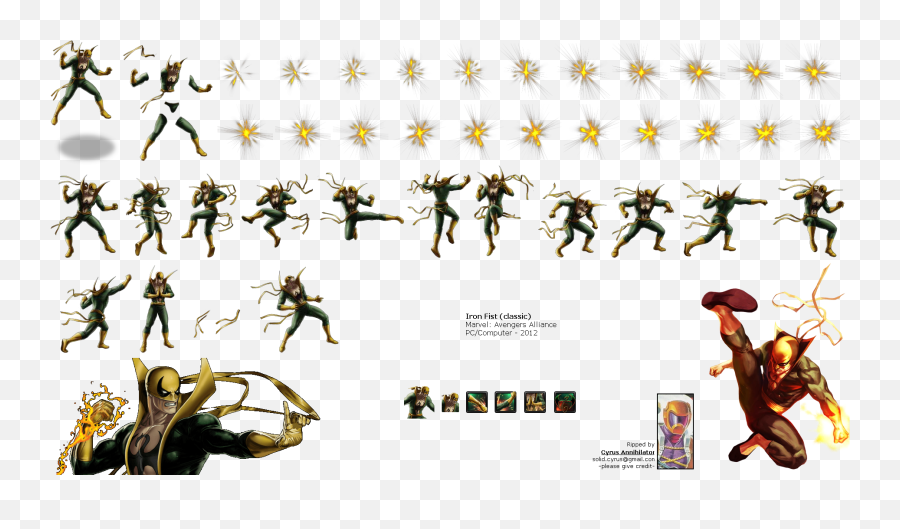 Iron Fist Sprite Sheet - Cartoon Png,Iron Fist Png