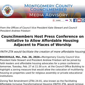 TOMORROW: Councilmembers Host Press Conference on Initiative to Allow Affordable Housing Adjacent to Places of Worship