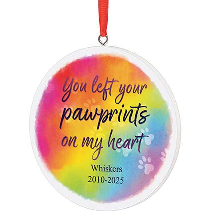 Personalized You Left Pawprints on My Heart Rainbow Ornament-377653