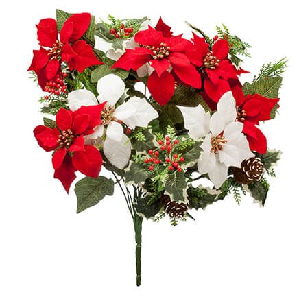 21" Poinsettia & Pinecone Bush by OakRidge™-363451