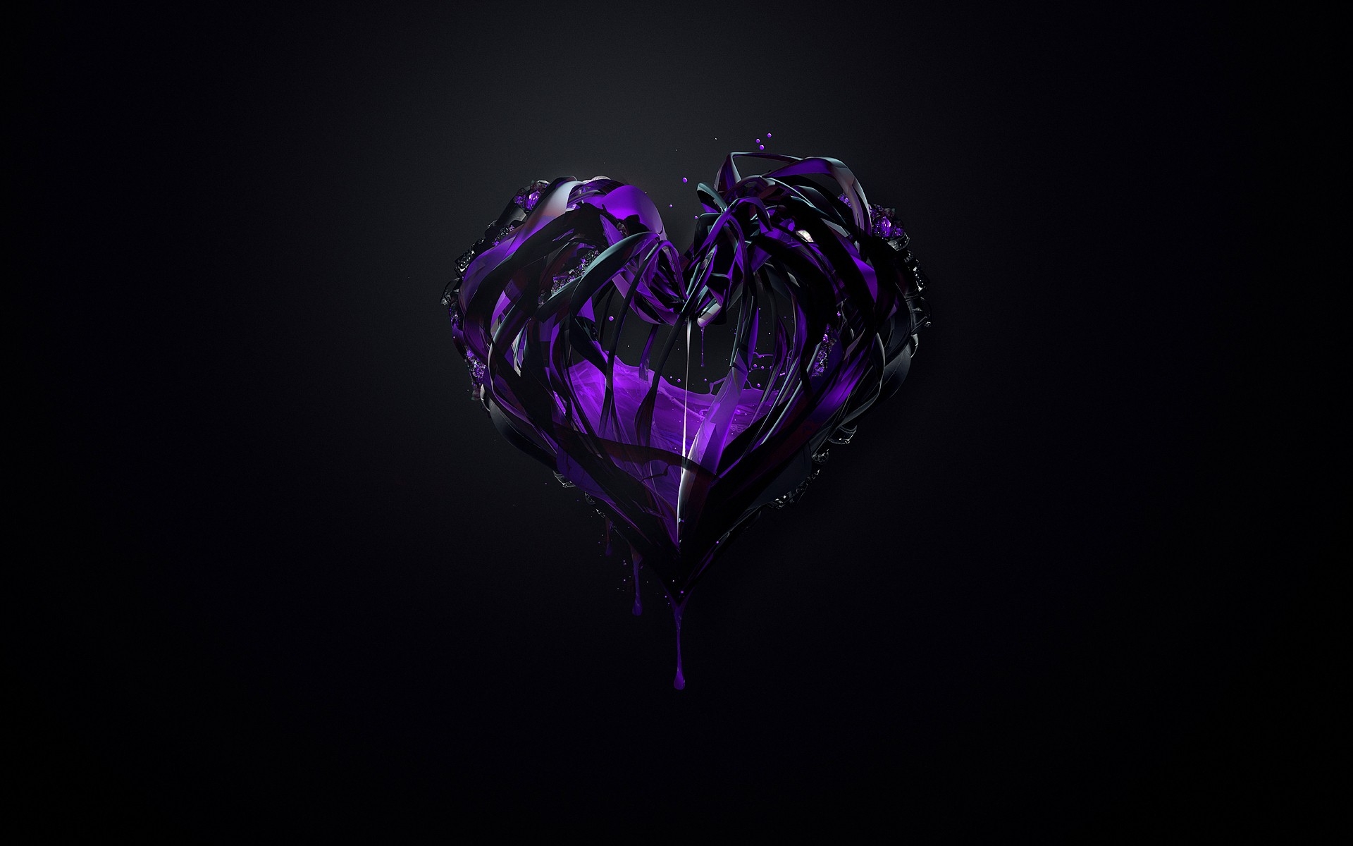 Download Black Purple Artistic Heart HD Wallpaper